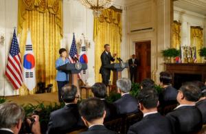 박근혜 대통령,  버락 오바마 미국 대통령과 정상회담 공동 기자회견